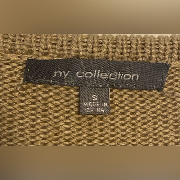 NY Collection Beige Button up Cardigan V-Neck Sweater, Small - Picture 5 of 8